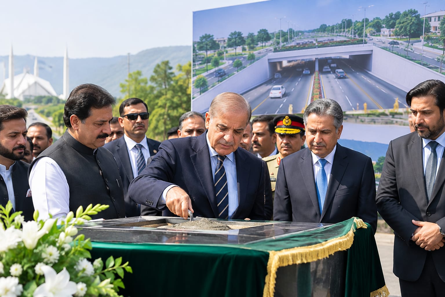 PM Shehbaz Sharif Lays Foundation Stone for Kashmir Chowk Underpass
